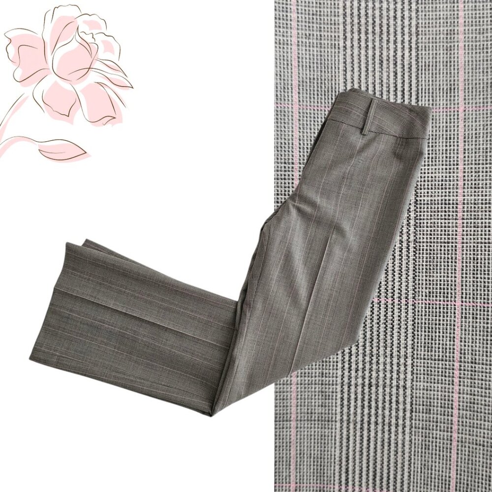 Petite Sophisticate Fully Lined Glen Plaid Dress Slacks | NWT | 0P | Gray Pink - Picture 3 of 16